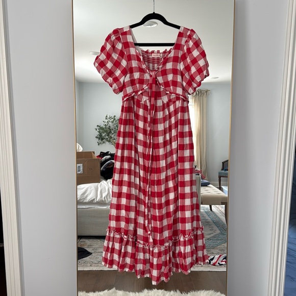 Ivy City Co Picnic Dress Red Gingham Size Small - Picture 2 of 3